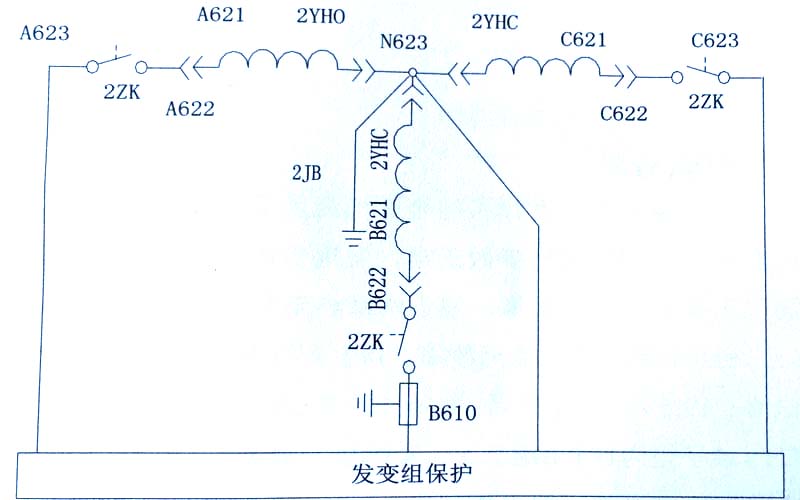 发电机出口2PT二次回路示意图